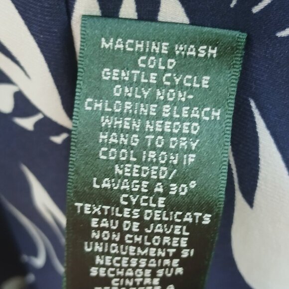 Navy Surplice Neckline White Tropical Floral Design Figure Flattering Dress Sz8 - Picture 6 of 7